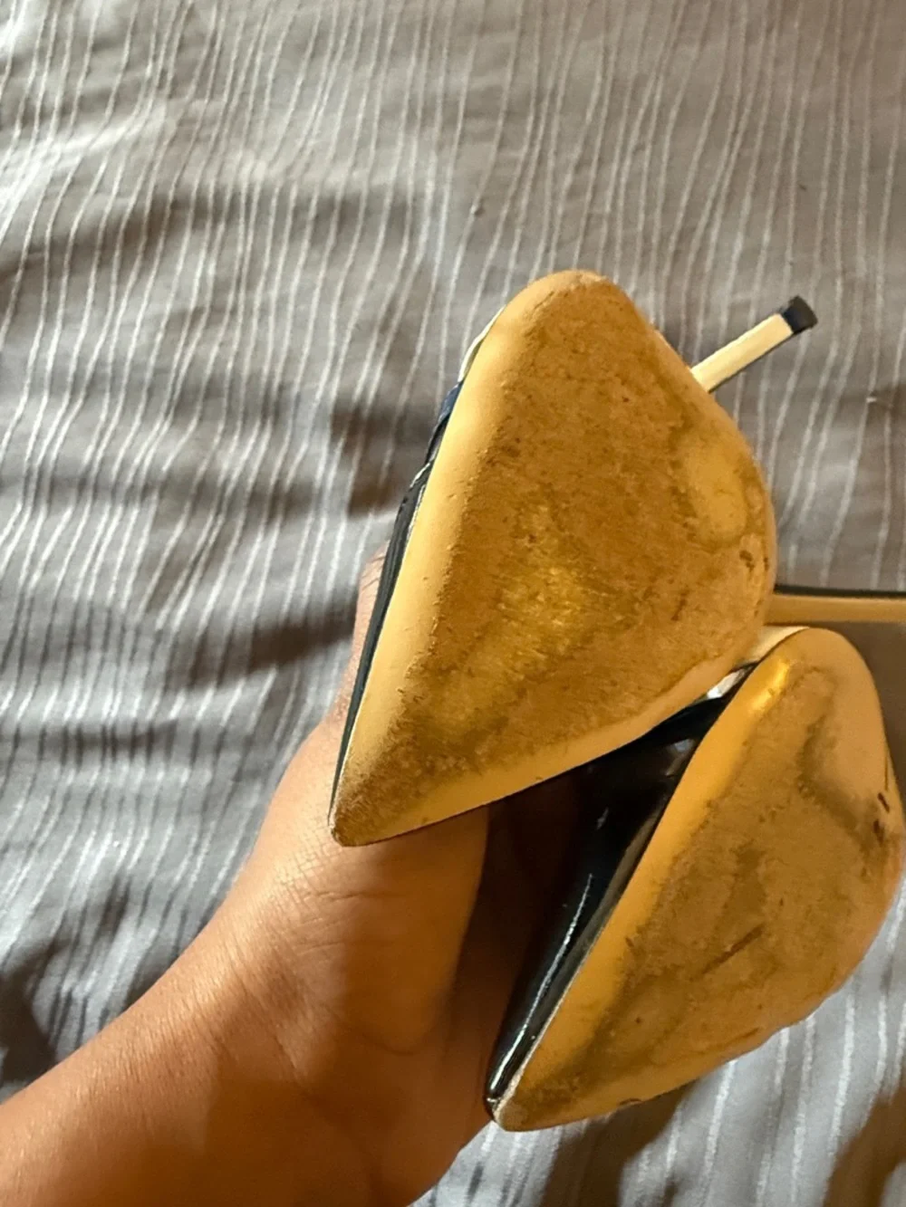 Diane Von Furstenberg Navy, White & Blue Patent Pointed Toe Pumps 7.5 B